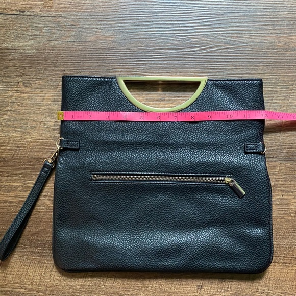 White House Black Market Faux Leather Floral Embroidered Clutch Handbag wristlet - Picture 9 of 12